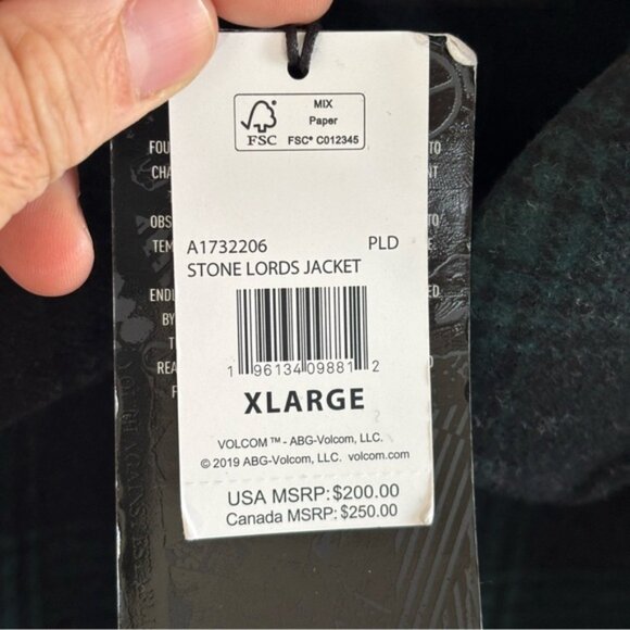 Volcom Stone Lords Men’s XL Green Plaid Wool-Blend Parka Jacket Long Coat NWT - Picture 9 of 14